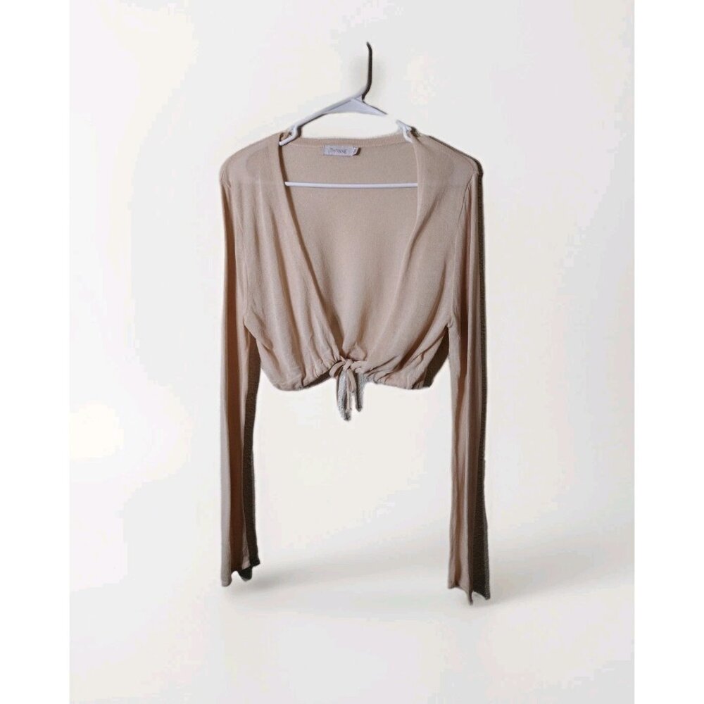 Thanne Sweater Small Knit Cropped Tie Waist